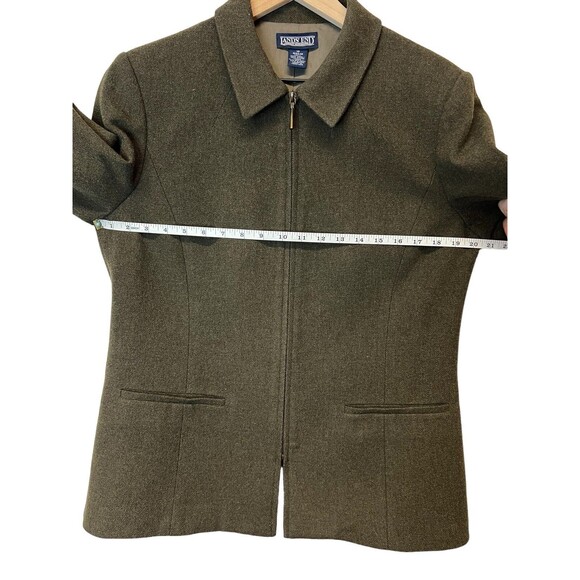 Land’s End Women’s Short Zip Collared Jacket Olive Green Wool Blend Size 12 - Picture 14 of 15